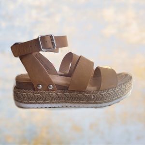 Soda BRYCE-2 Kids/Children/Girls open toe 2 bands espadrille jute platform wedge